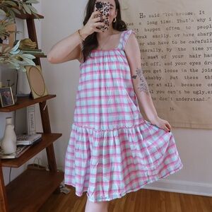 Simply Southern Pink and Blue Plaid Midi Dress | size small